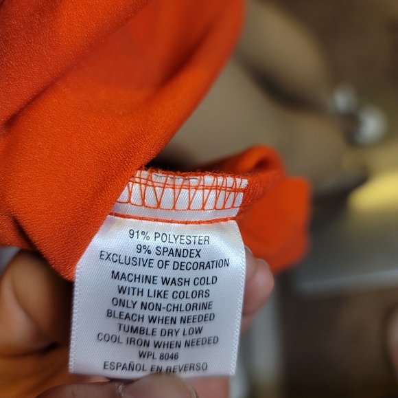 Maison Jules Rusty/ Fire Orange Mini Dress with Ribbon Accent - Picture 9 of 10